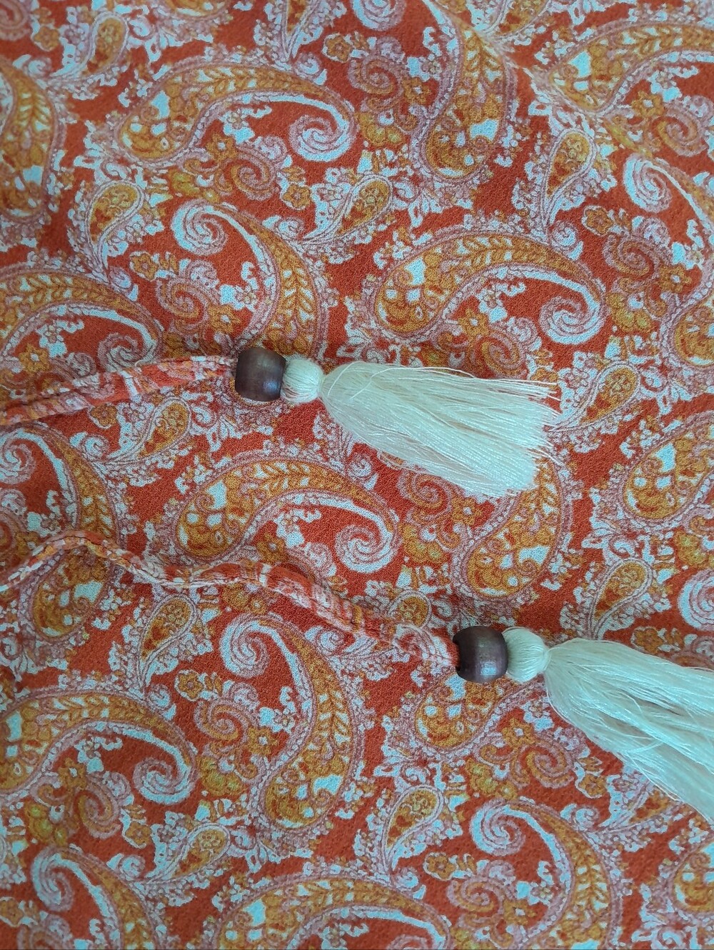 Cynthia Rowley Boho Paislay Maxi Skirt Orange Tassel Tie - Picture 9 of 15